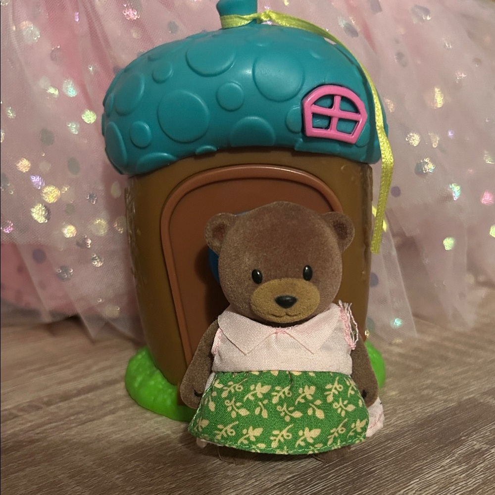 Li’l Woodzeez Charming Brown Bear Toy with Green Dress